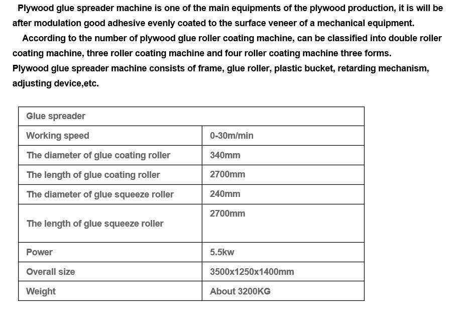 La máquina esparcidora de pegamento de 4 pies de venta caliente para la línea de producción de madera contrachapada